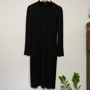 Vintage 1950s 1960s Ribbed Mock Neck Wiggle Dress